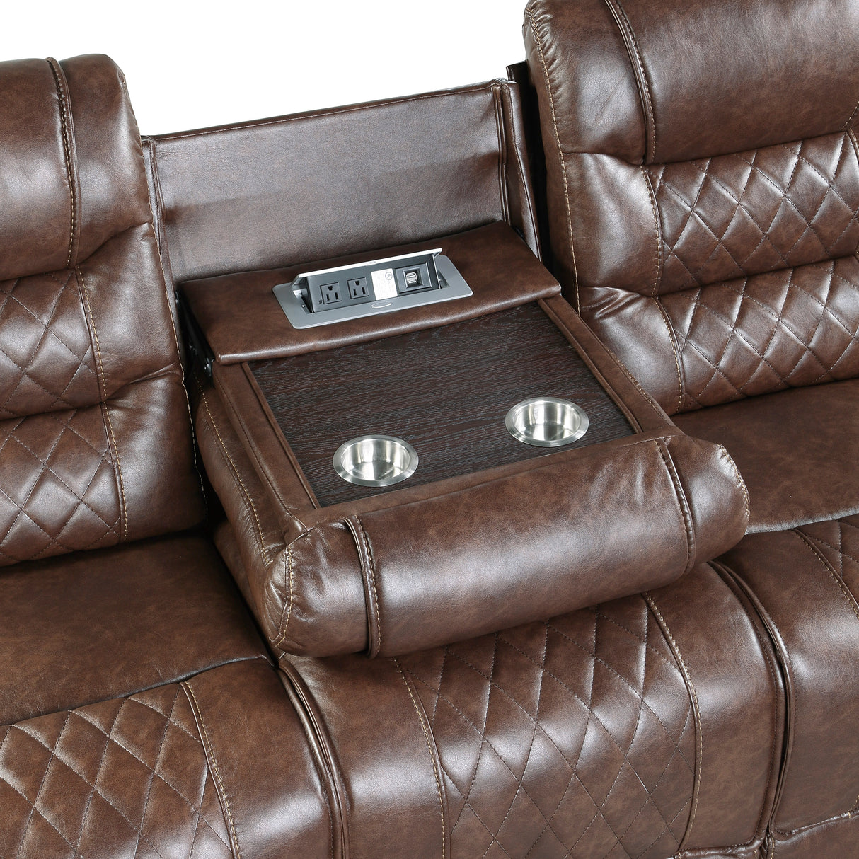 Putnam Brown Power Double Reclining Sofa from Homelegance - Luna Furniture