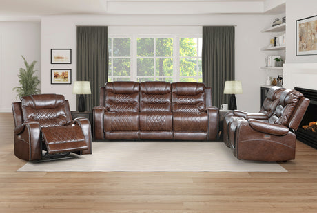 Putnam Brown Power Double Reclining Sofa from Homelegance - Luna Furniture