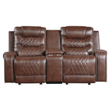 Putnam Brown Reclining Loveseat With Console from Homelegance - Luna Furniture