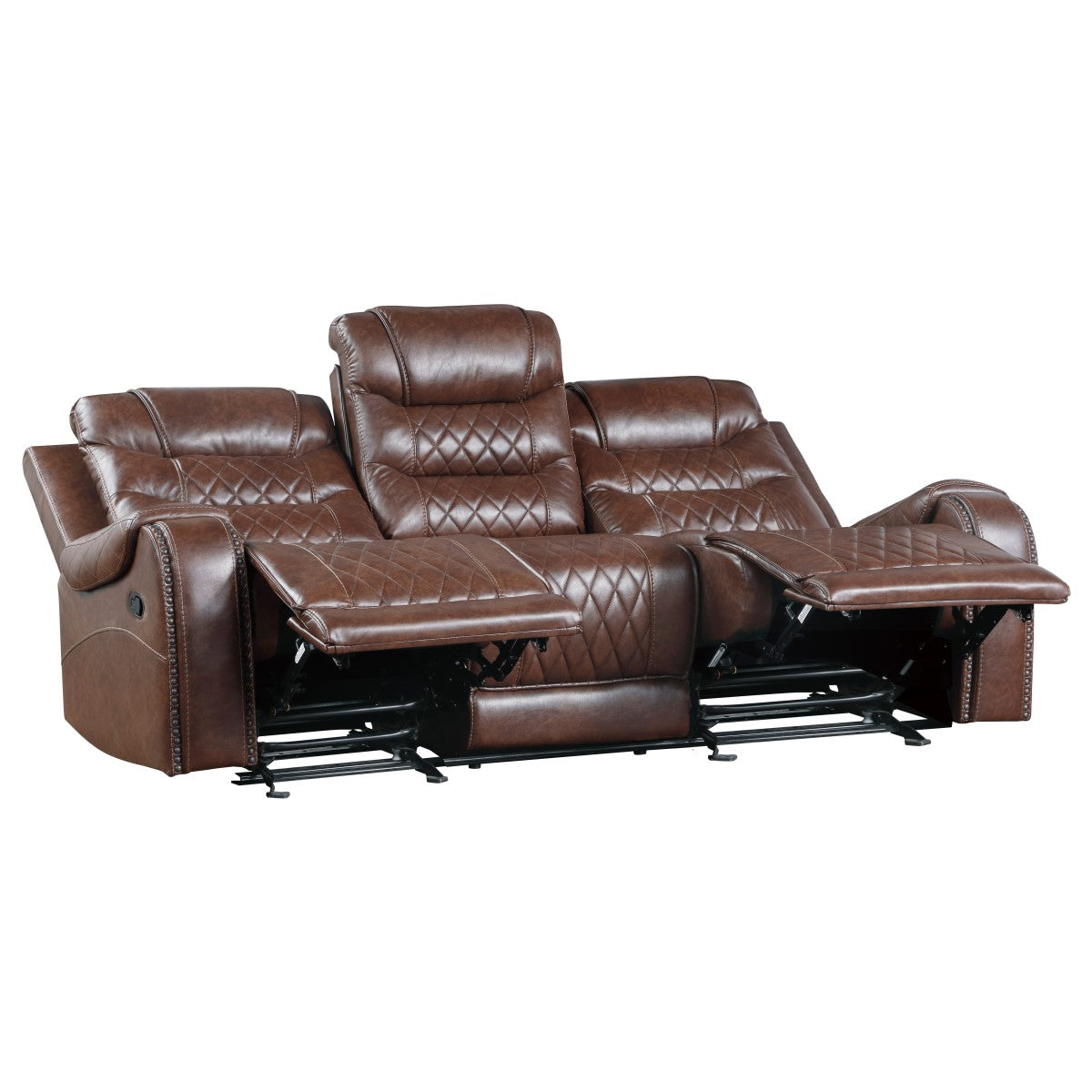 Putnam Brown Reclining Sofa With Drop Down Table from Homelegance - Luna Furniture