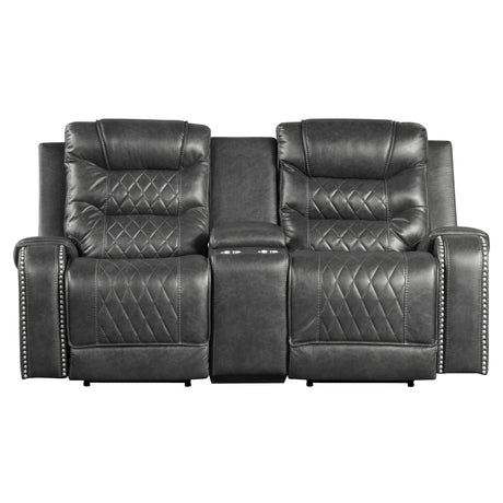 Putnam Gray Power Double Reclining Loveseat from Homelegance - Luna Furniture