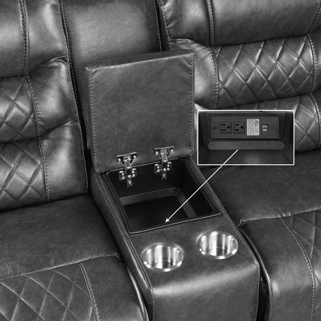 Putnam Gray Power Double Reclining Loveseat from Homelegance - Luna Furniture
