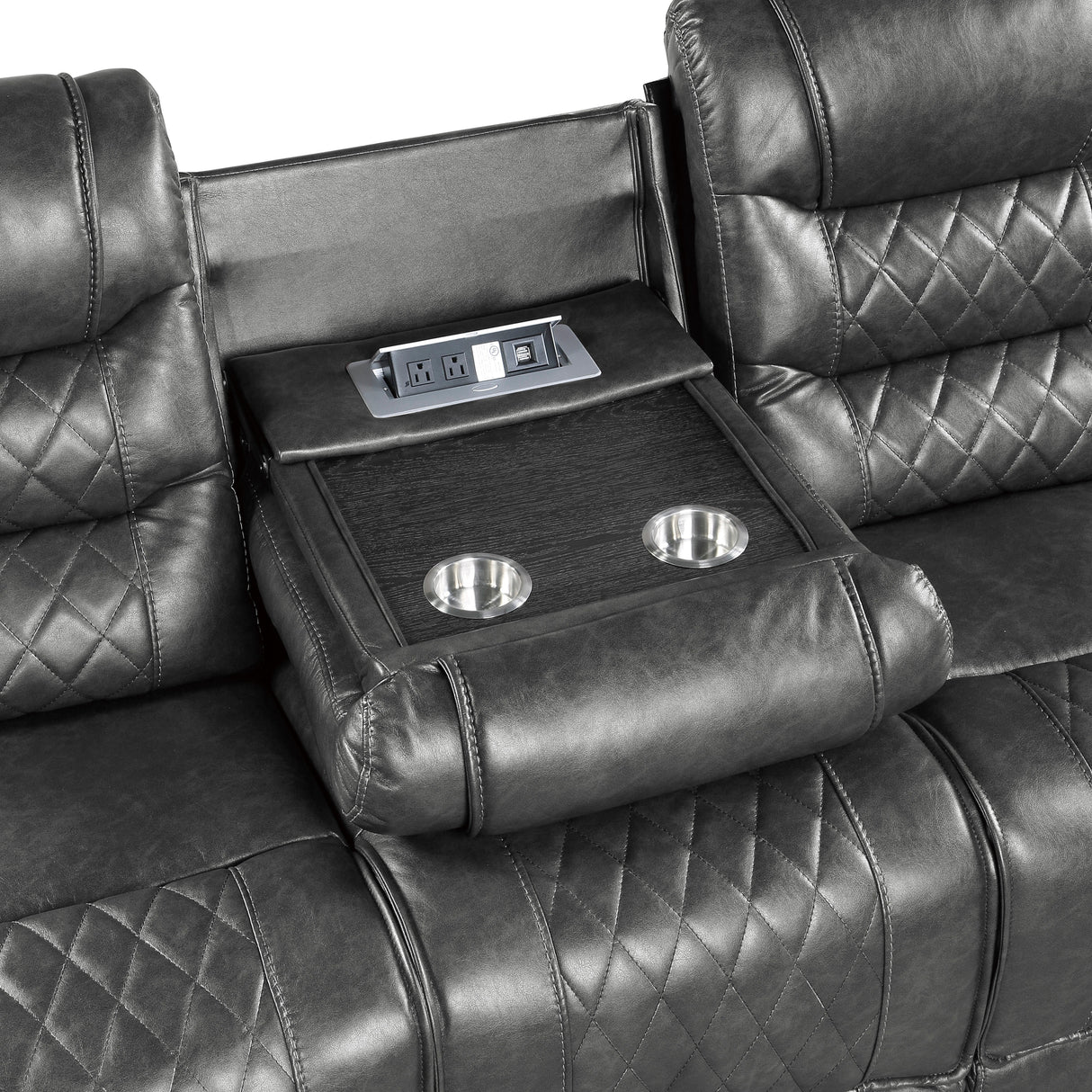 Putnam Gray Power Double Reclining Sofa from Homelegance - Luna Furniture