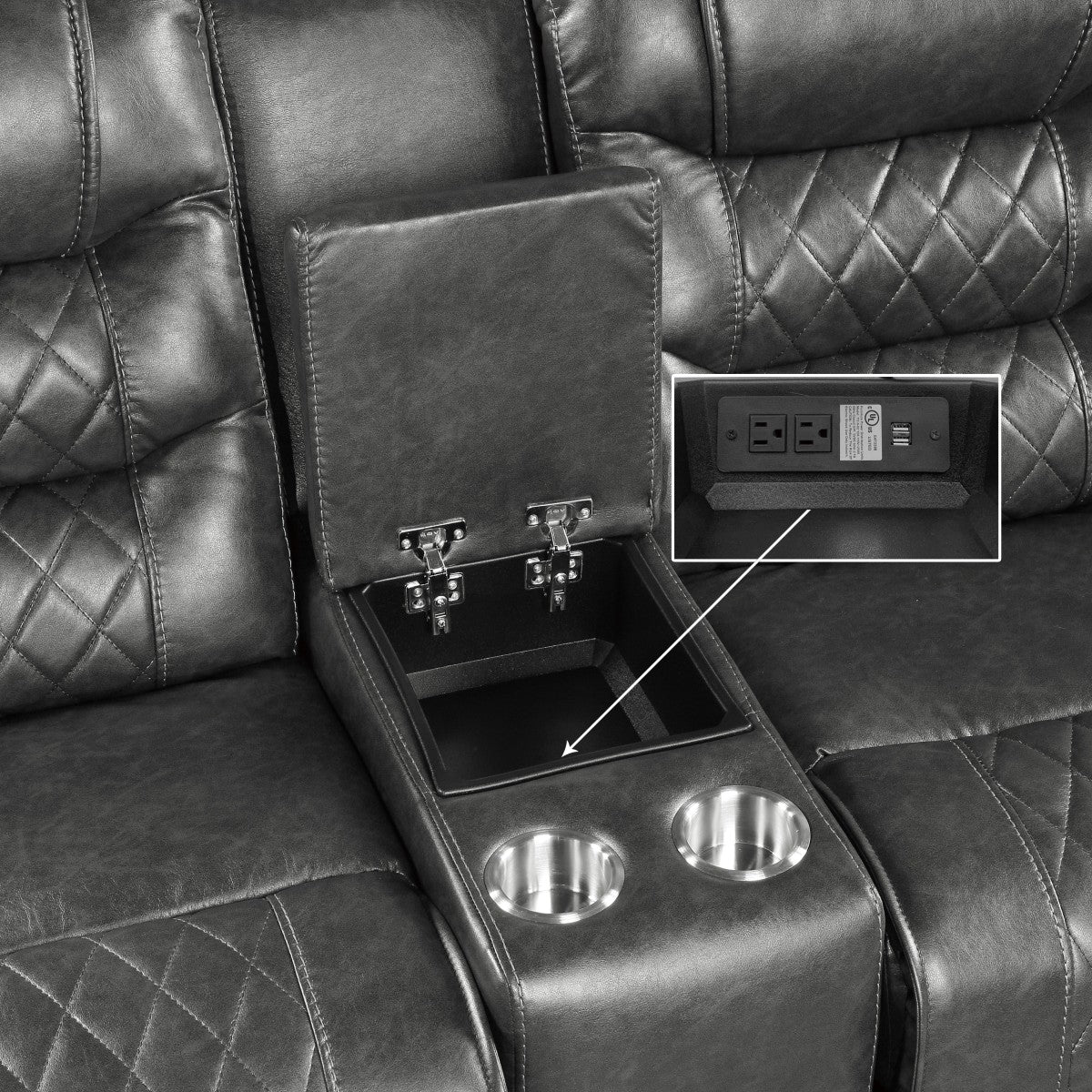Putnam Gray Reclining Loveseat With Console from Homelegance - Luna Furniture
