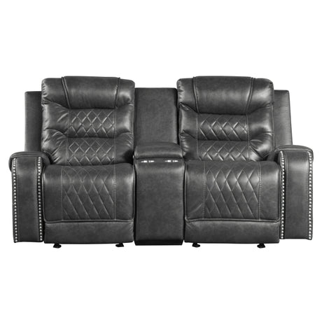 Putnam Gray Reclining Loveseat With Console from Homelegance - Luna Furniture