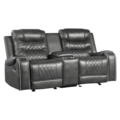 Putnam Gray Reclining Loveseat With Console from Homelegance - Luna Furniture