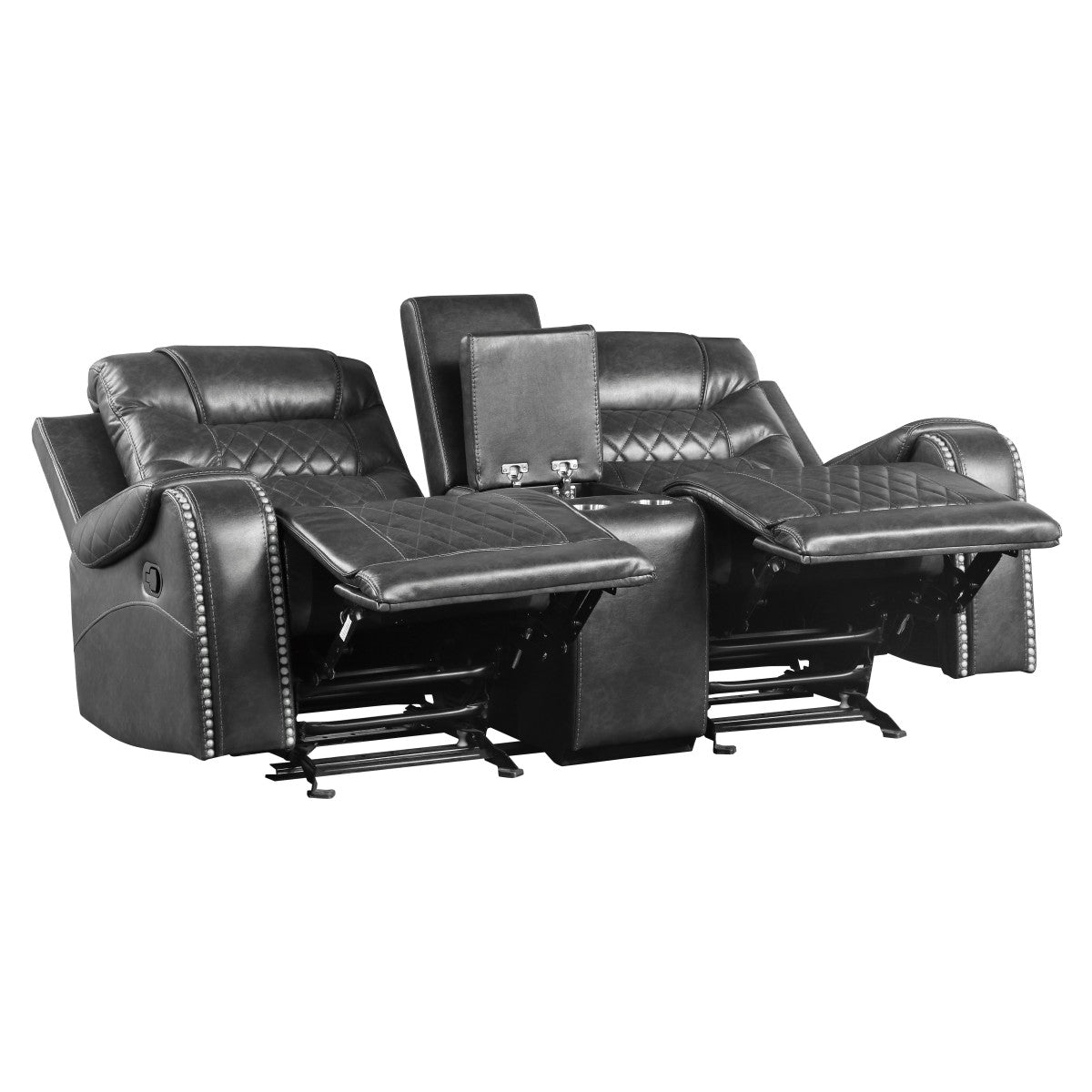 Putnam Gray Reclining Loveseat With Console from Homelegance - Luna Furniture