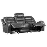 Putnam Gray Reclining Sofa With Drop Down Table from Homelegance - Luna Furniture