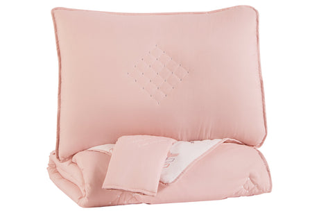 Lexann Pink/White/Gray Full Comforter Set - Ashley - Luna Furniture