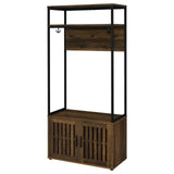 Quincy Dark Pine and Black 2-Door Engineered Wood Hall Tree from Coaster - Luna Furniture