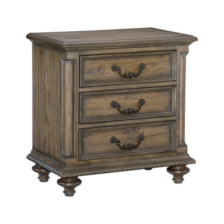 Rachelle Weathered Pecan Nightstand from Homelegance - Luna Furniture