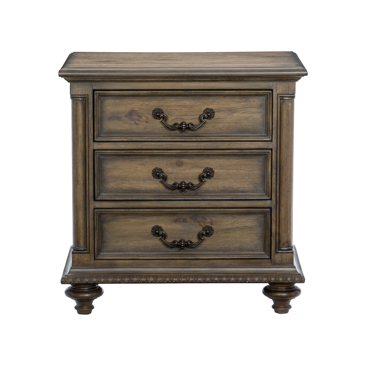 Rachelle Weathered Pecan Nightstand from Homelegance - Luna Furniture