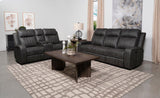 Raelynn Gray Upholstered Motion Reclining Living Room Set from Coaster - Luna Furniture