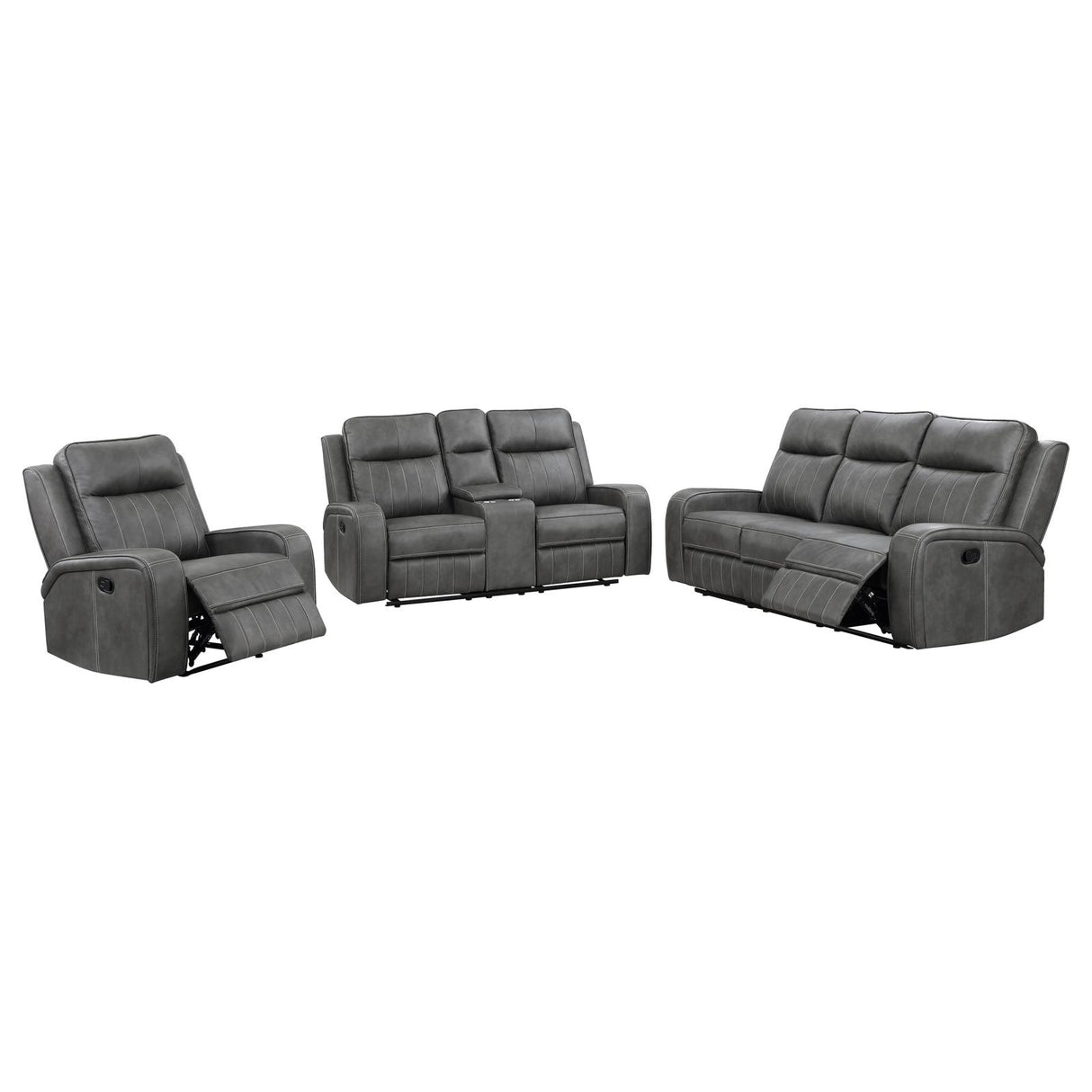 Raelynn Gray 3-Piece Upholstered Motion Reclining Sofa Set from Coaster - Luna Furniture