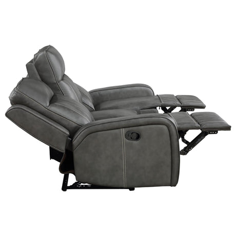 Raelynn Gray Upholstered Motion Reclining Living Room Set from Coaster - Luna Furniture