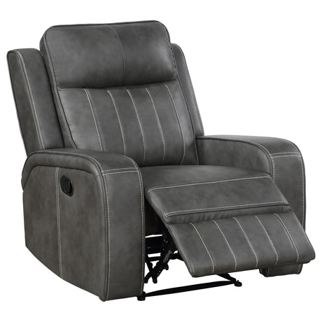 Raelynn Gray Upholstered Motion Reclining Living Room Set from Coaster - Luna Furniture
