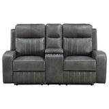 Raelynn Gray Upholstered Motion Reclining Loveseat from Coaster - Luna Furniture