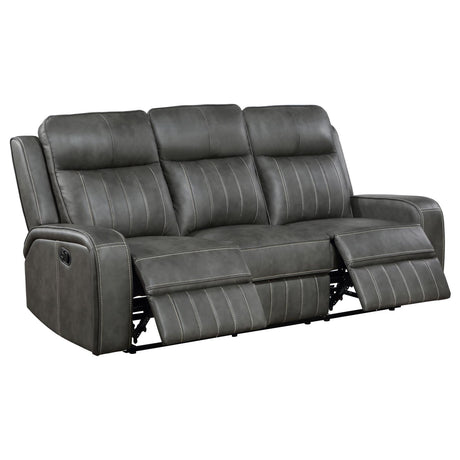 Raelynn Gray Upholstered Motion Reclining Sofa from Coaster - Luna Furniture