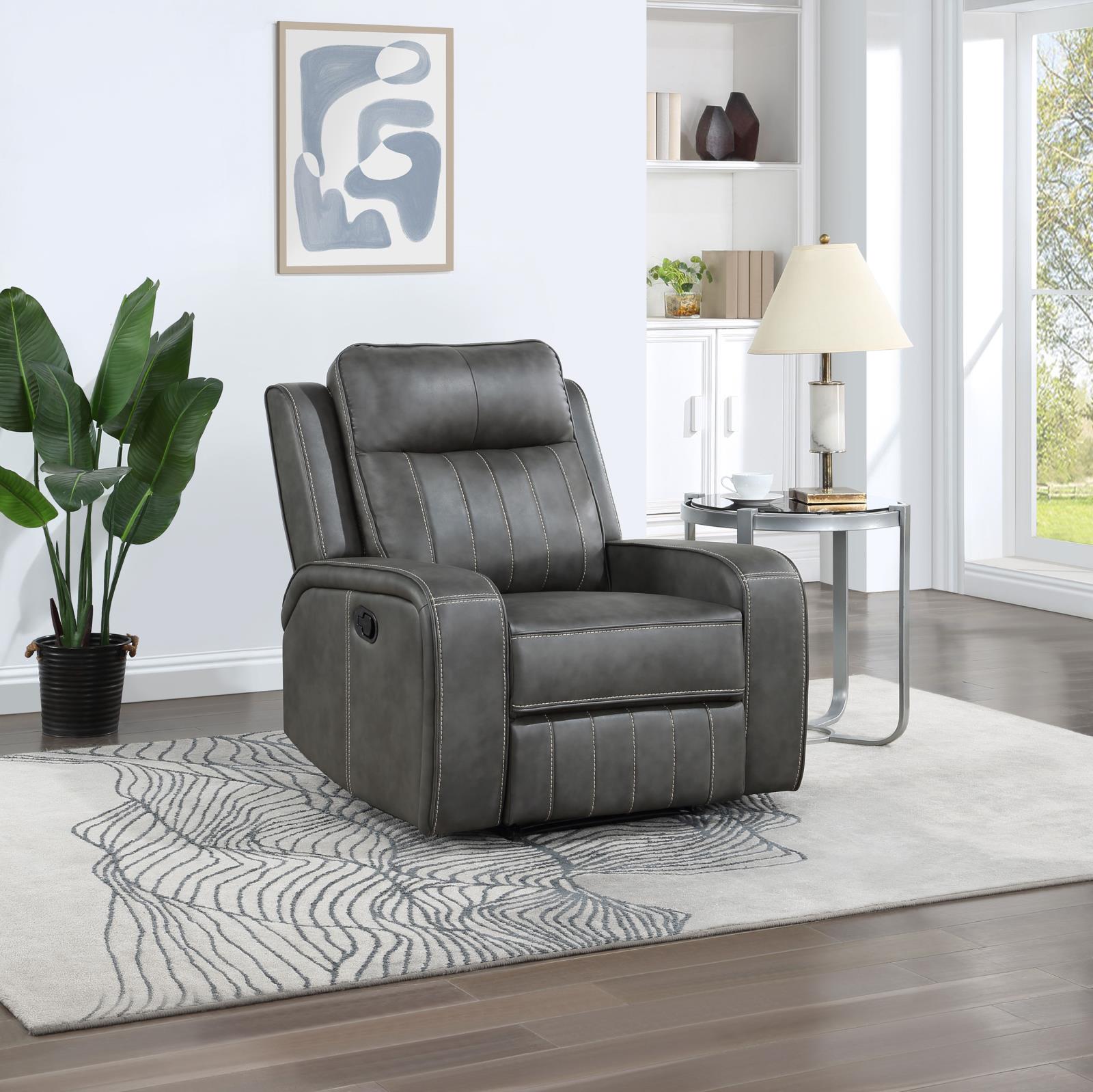 Coaster Raelynn Upholstered Recliner Chair Grey - Luna Furniture