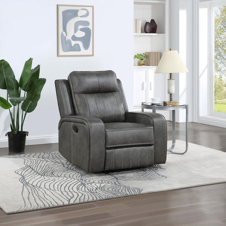 Raelynn Gray Upholstered Recliner Chair from Coaster - Luna Furniture