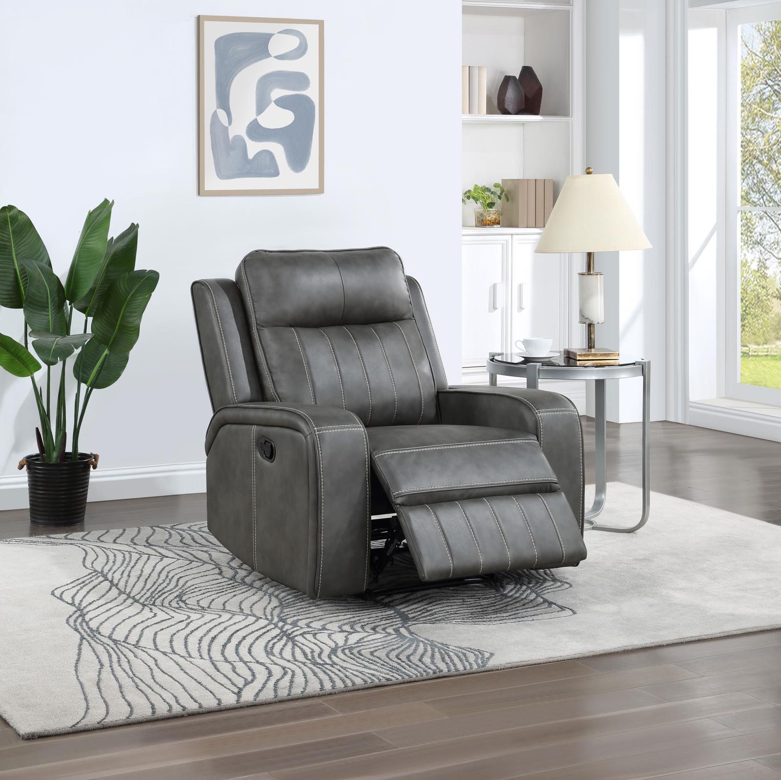 Coaster Raelynn Upholstered Recliner Chair Grey - Luna Furniture