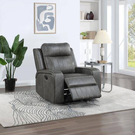 Raelynn Gray Upholstered Recliner Chair from Coaster - Luna Furniture