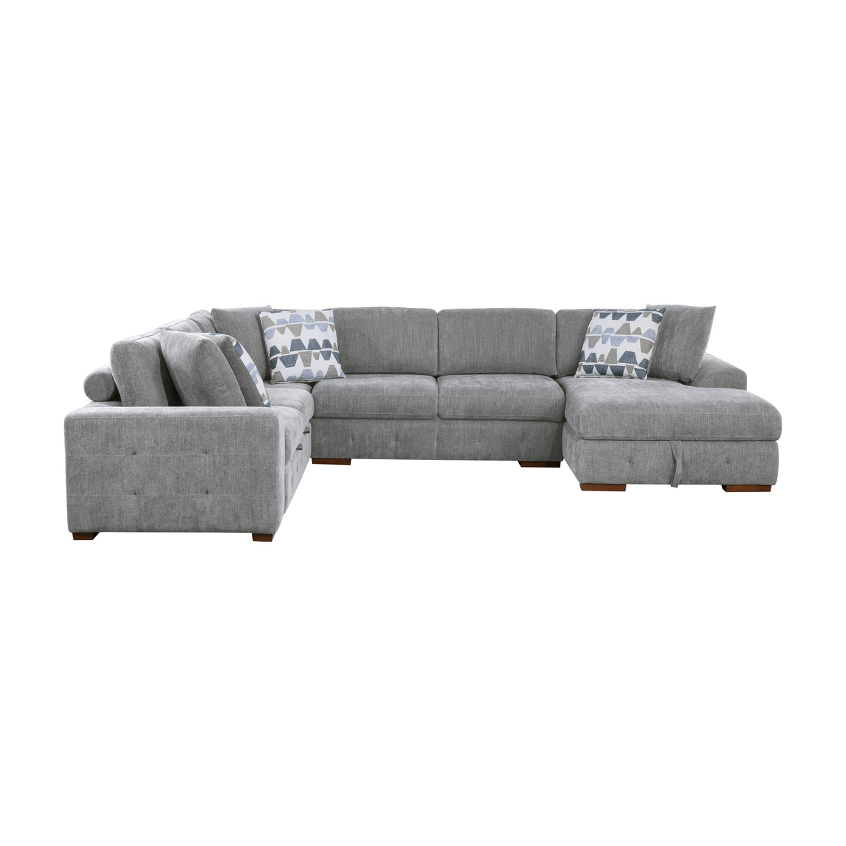 Raife Gray 4-Piece RAF Chaise Sectional with Pull-Out Bed from Homelegance - Luna Furniture