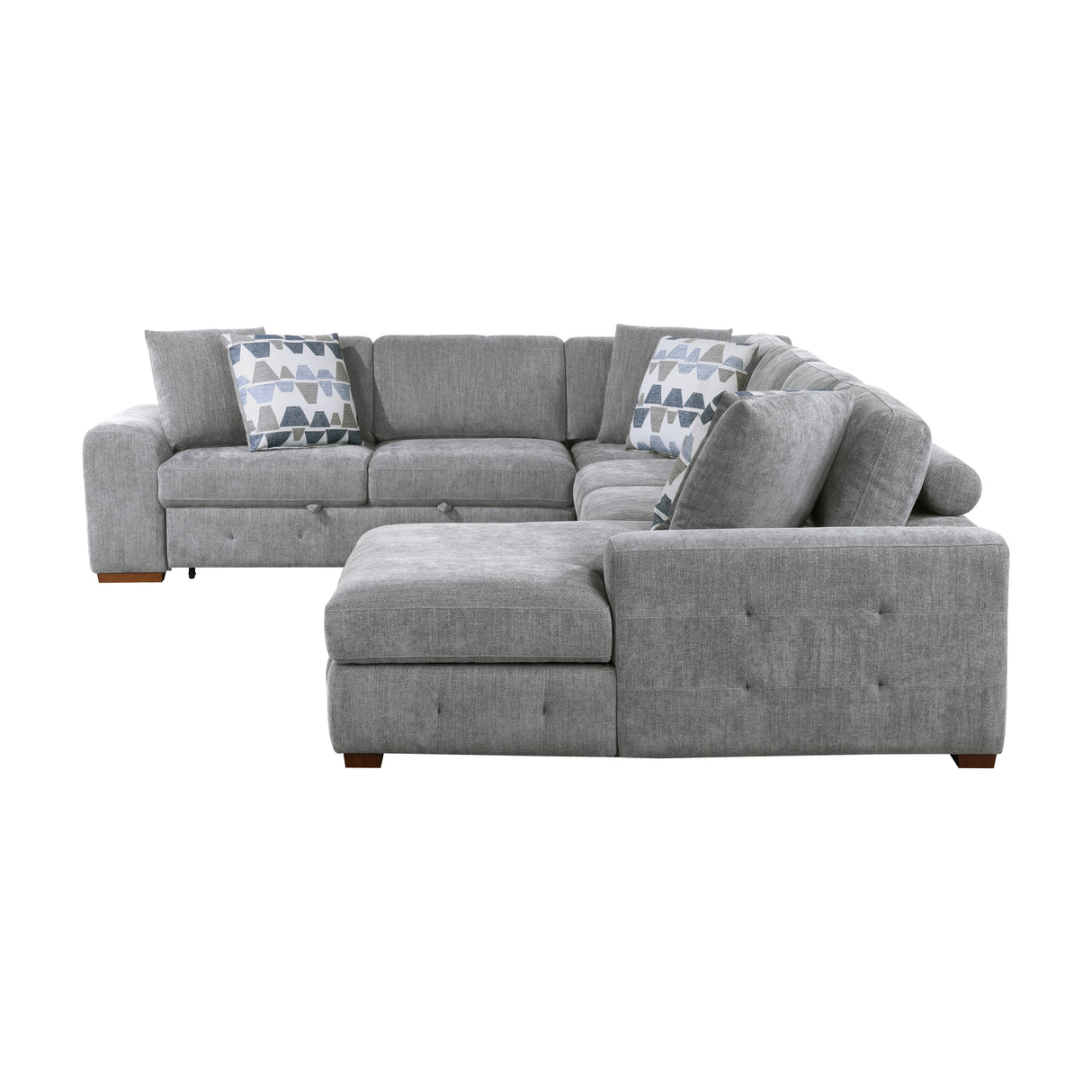 Raife Gray 4-Piece RAF Chaise Sectional with Pull-Out Bed from Homelegance - Luna Furniture