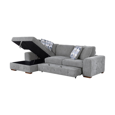 Raife Gray LAF Chaise Sectional with Pull-Out Bed from Homelegance - Luna Furniture