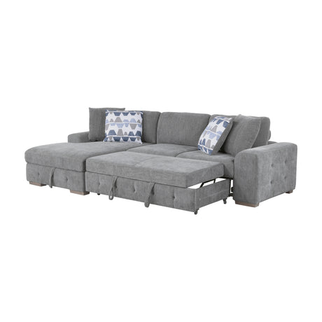 Raife Gray LAF Chaise Sectional with Pull-Out Bed from Homelegance - Luna Furniture