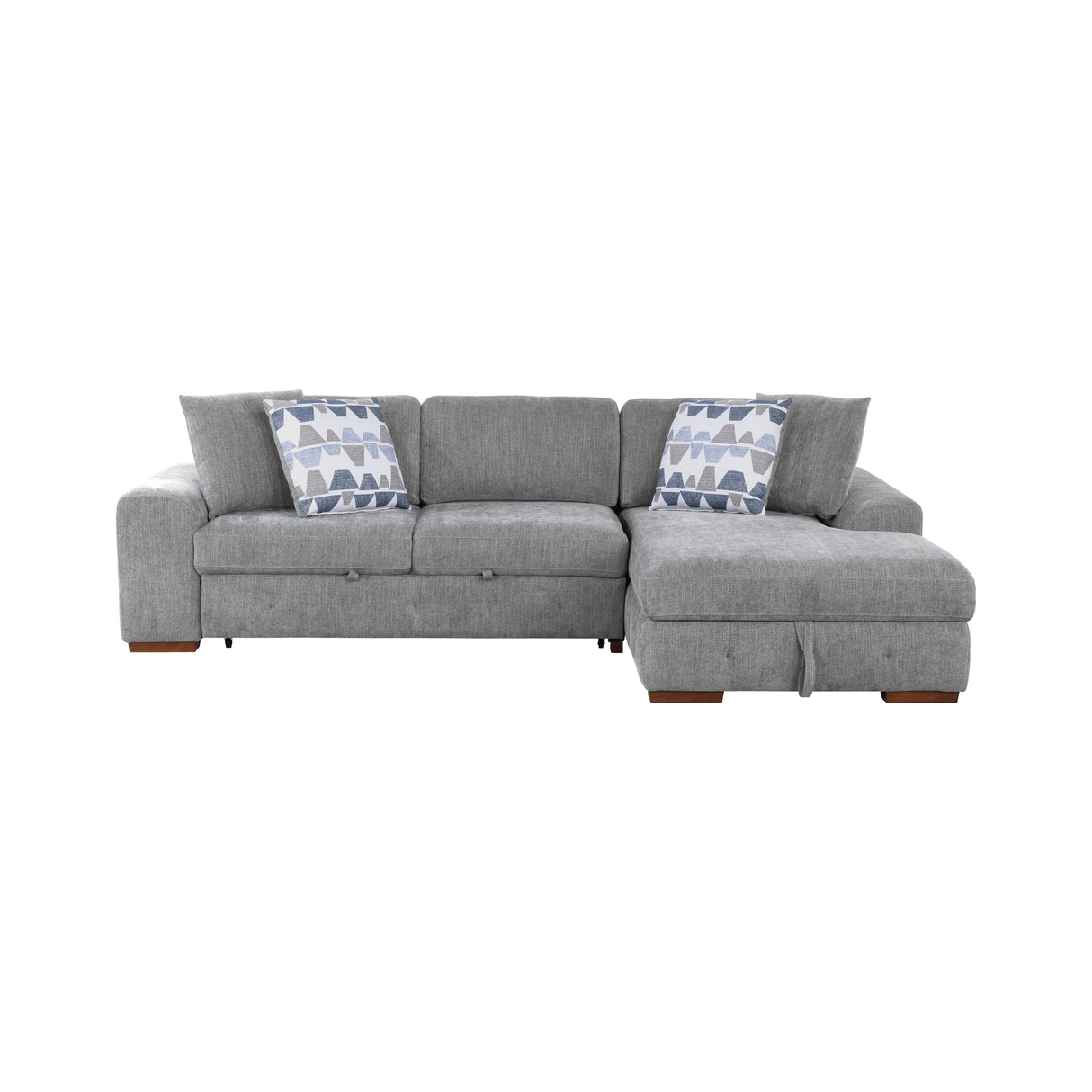 Raife Gray RAF Chaise Sectional with Pull-Out Bed from Homelegance - Luna Furniture