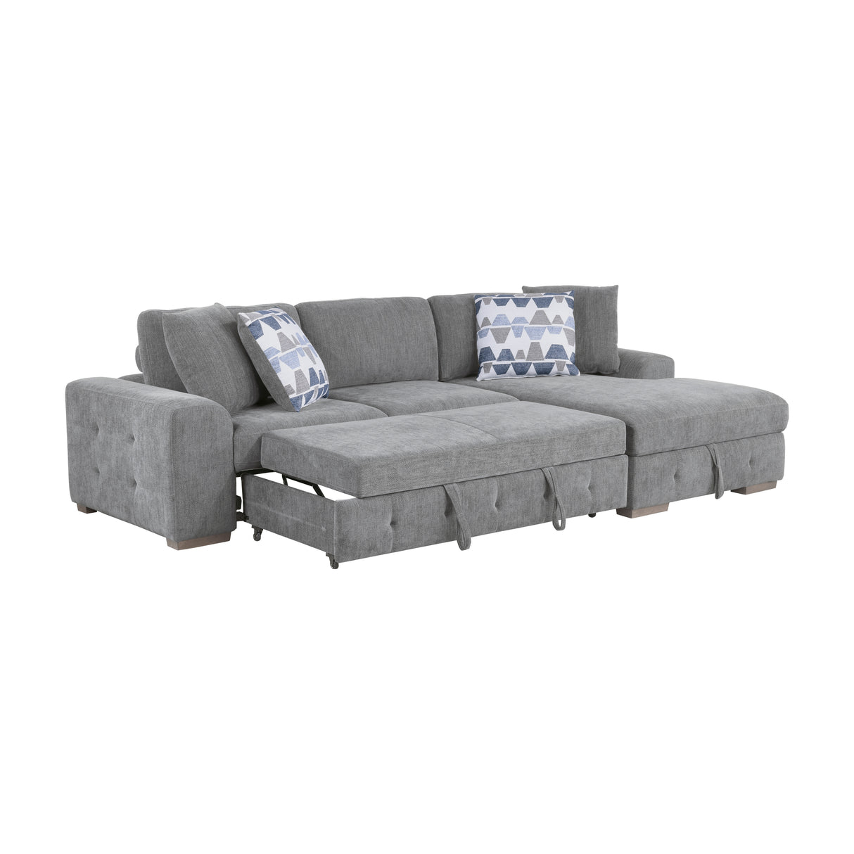 Raife Gray RAF Chaise Sectional with Pull-Out Bed from Homelegance - Luna Furniture