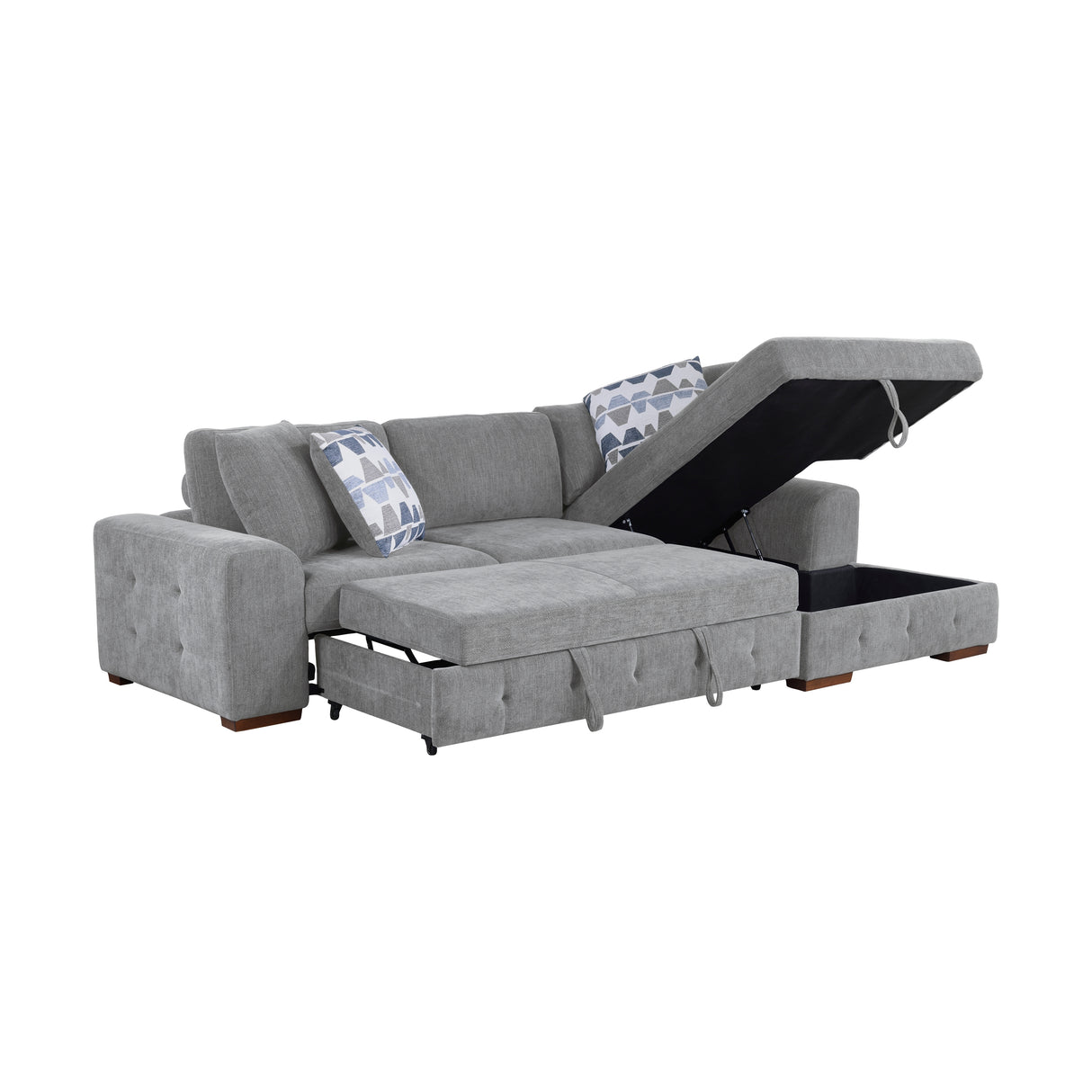 Raife Gray RAF Chaise Sectional with Pull-Out Bed from Homelegance - Luna Furniture