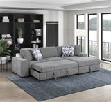 Raife Gray RAF Chaise Sectional with Pull-Out Bed from Homelegance - Luna Furniture
