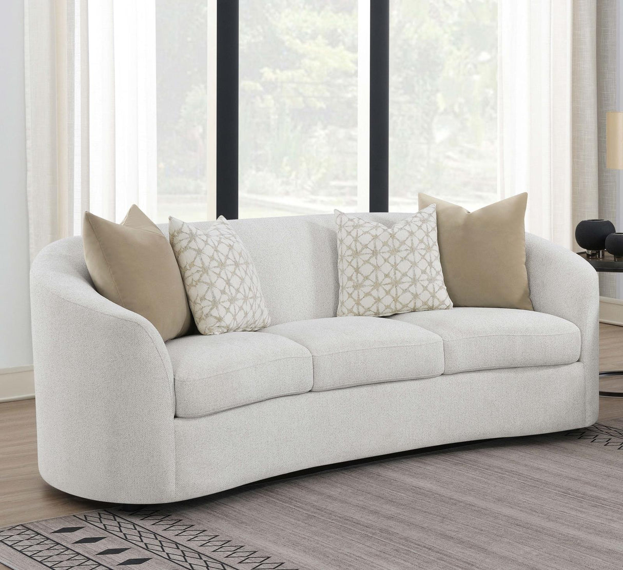 Rainn Latte Upholstered Tight Back Sofa from Coaster - Luna Furniture