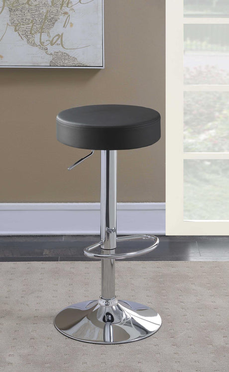 Ramses Chrome and Black 29" Adjustable Bar Stool from Coaster - Luna Furniture