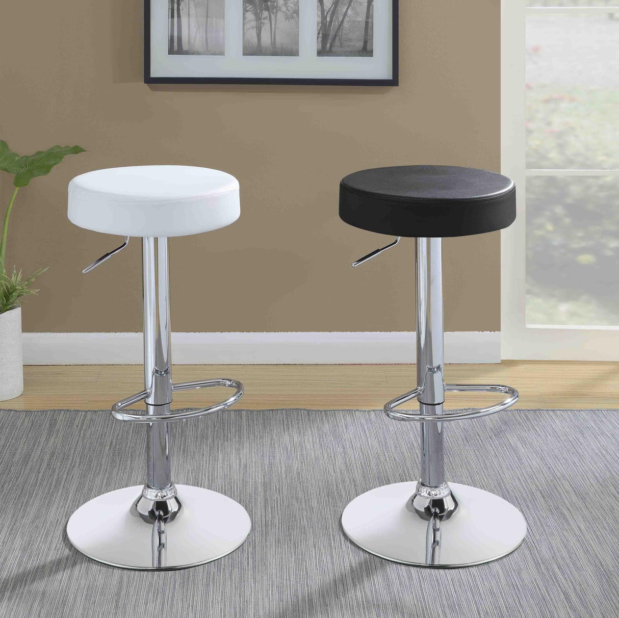 Ramses Chrome and Black 29" Adjustable Bar Stool from Coaster - Luna Furniture