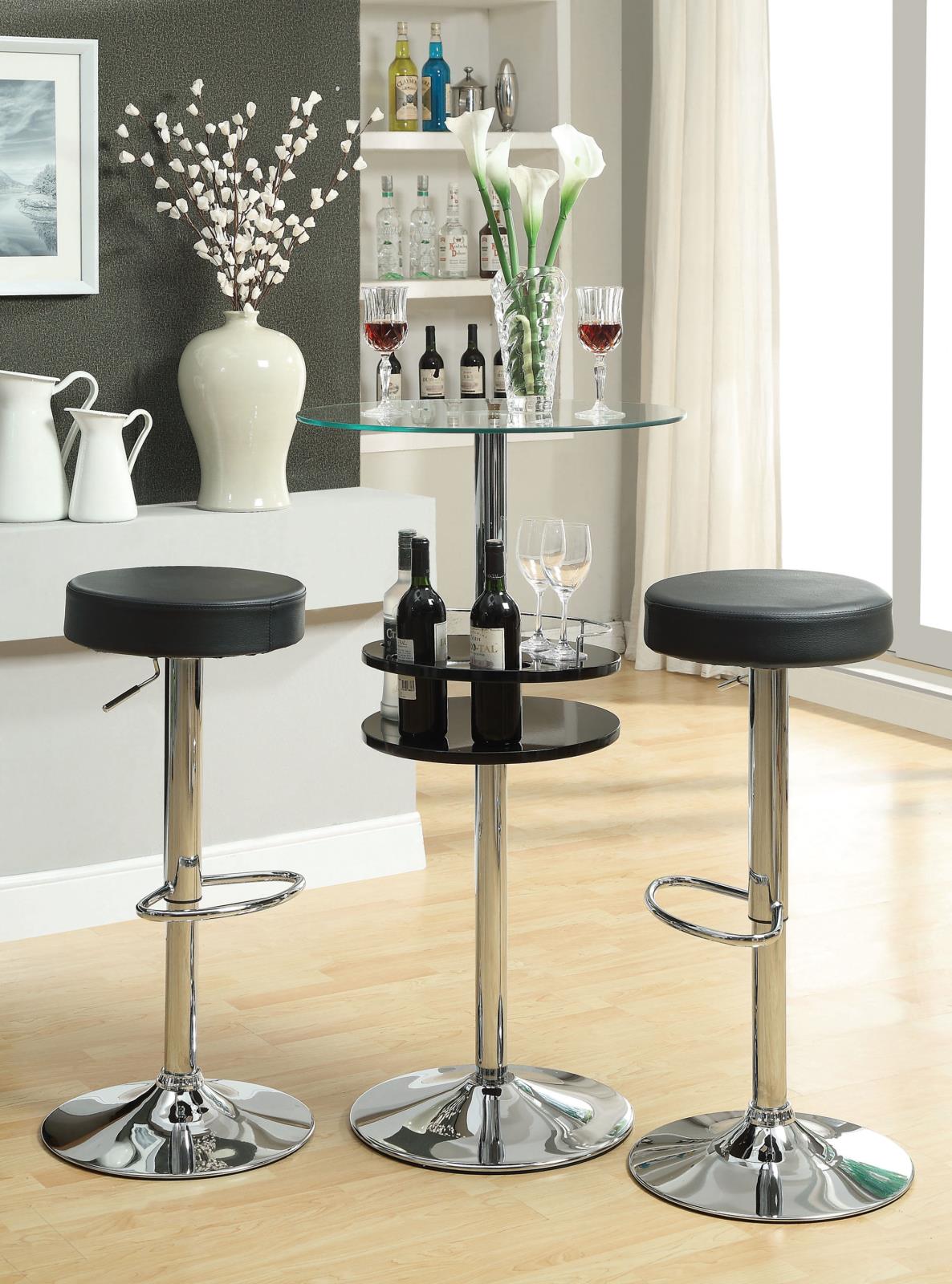 Ramses Chrome and Black 29" Adjustable Bar Stool from Coaster - Luna Furniture