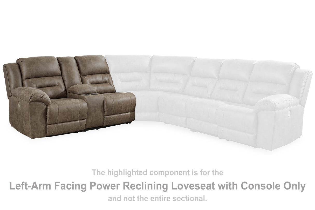 Ravenel Fossil Left-Arm Facing Power Reclining Loveseat with Console from Ashley - Luna Furniture