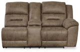 Ravenel Fossil Right-Arm Facing Power Reclining Loveseat with Console from Ashley Furniture - Luna Furniture