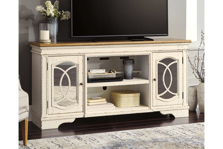 Realyn Chipped White 74" TV Stand from Ashley - Luna Furniture