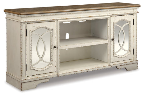 Realyn Chipped White 74" TV Stand from Ashley - Luna Furniture