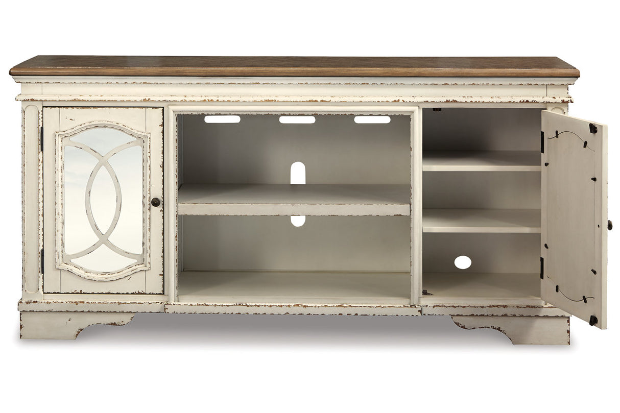 Realyn Chipped White 74" TV Stand from Ashley - Luna Furniture