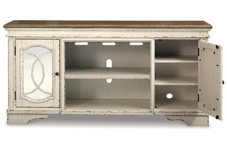 Realyn Chipped White 74" TV Stand from Ashley - Luna Furniture