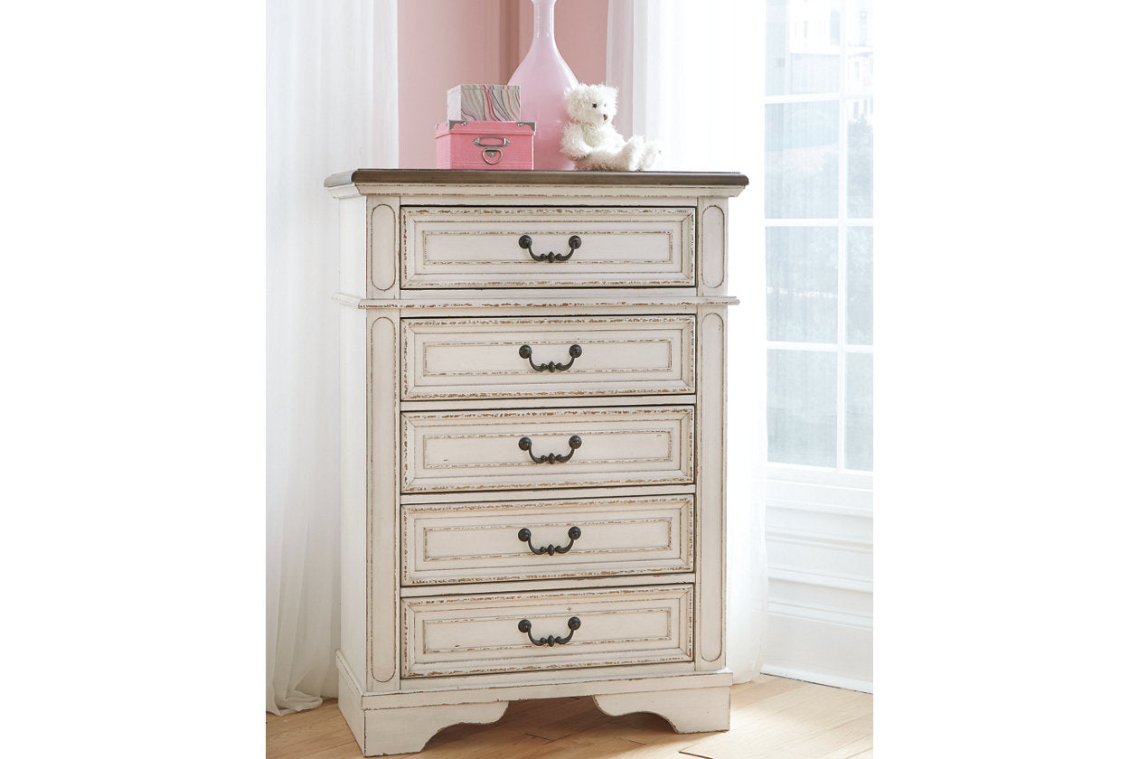 Realyn Chipped White Chest of Drawers from Ashley - Luna Furniture
