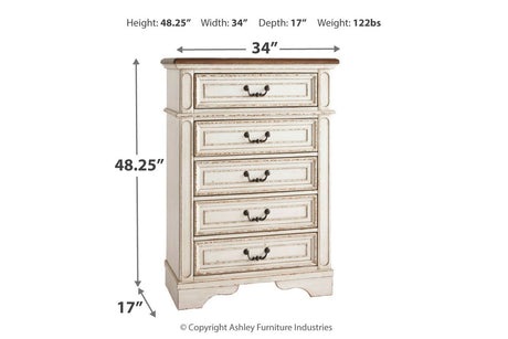 Realyn Chipped White Chest of Drawers from Ashley - Luna Furniture