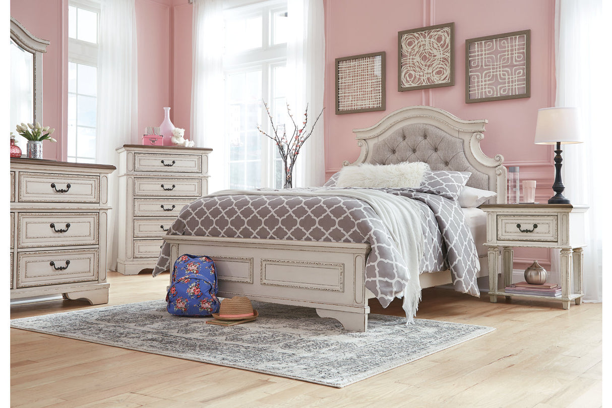 Realyn Chipped White Full Upholstered Panel Bed from Ashley - Luna Furniture