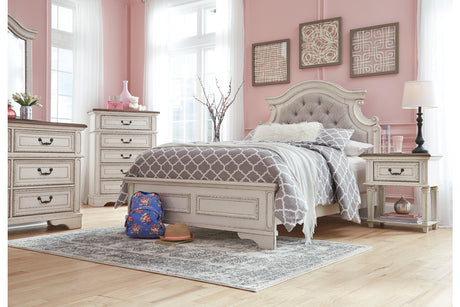Realyn Chipped White Full Upholstered Panel Bed from Ashley - Luna Furniture
