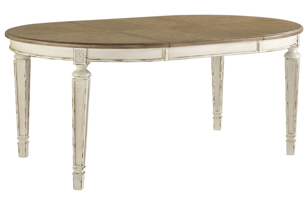 Realyn Chipped White Oval Dining Extension Table