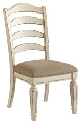 Realyn Chipped White Oval Extendable Round/Oval Ladder Dining Set from Ashley - Luna Furniture